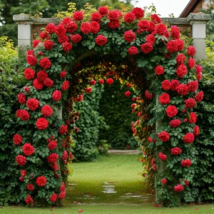 Роза плетистая Алый Триумф купить по цене от 319р. в интернет-магазине «Посадика» с доставкой почтой в в Бодайбое и по всей России – [изображение №1].